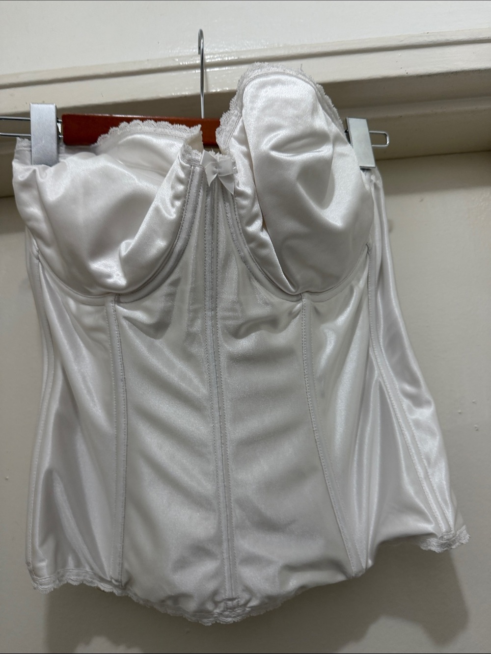 Strapless White Satin Bridal Bustier Corset Top